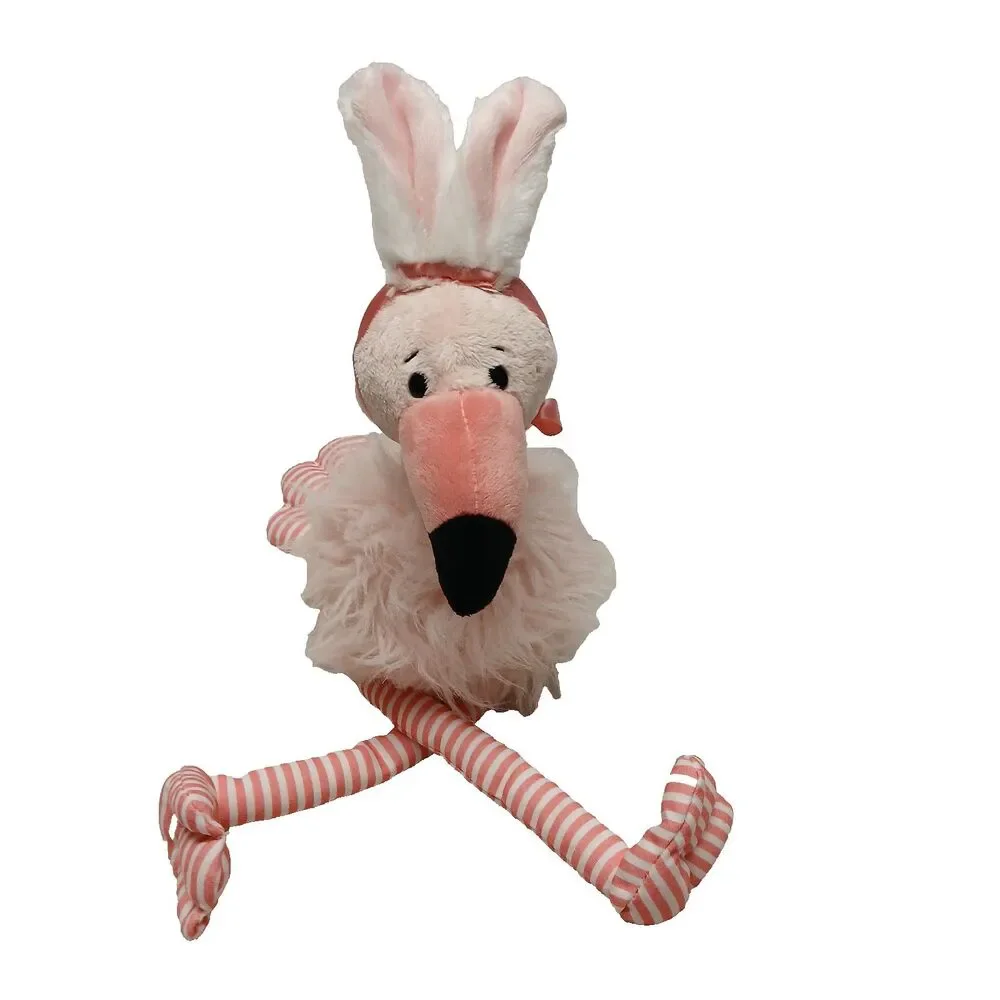 Ganz Rabingo Flamingo Easter Stuffed Plush Animal Bunny Ears & Striped Legs 18